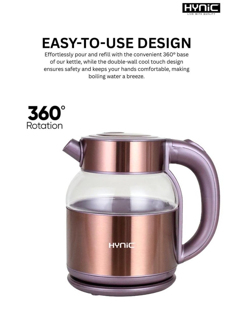 Hynic Stainless Steel & Glass Electric Kettle – 1.8L, 1500W Rapid Boil with Auto Cut-Off - Image 3